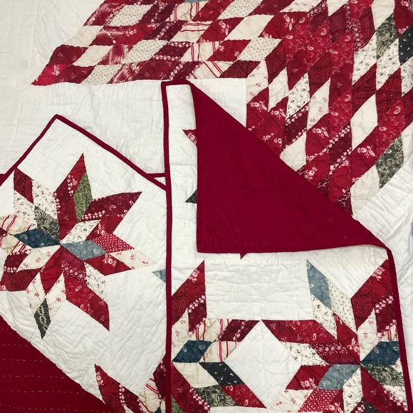 Pottery Barn Noelle Star Handcrafted Applique Quilt King with shams - Picture 5 of 15